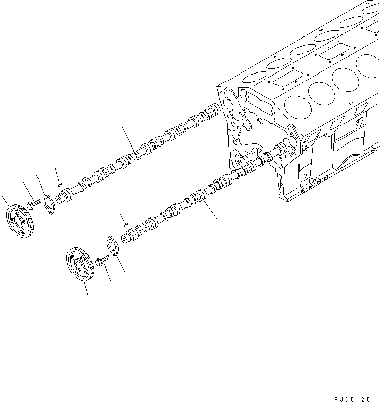 Схема запчастей Komatsu SA12V140-1E-A - РАСПРЕДВАЛ(№89-) ДВИГАТЕЛЬ
