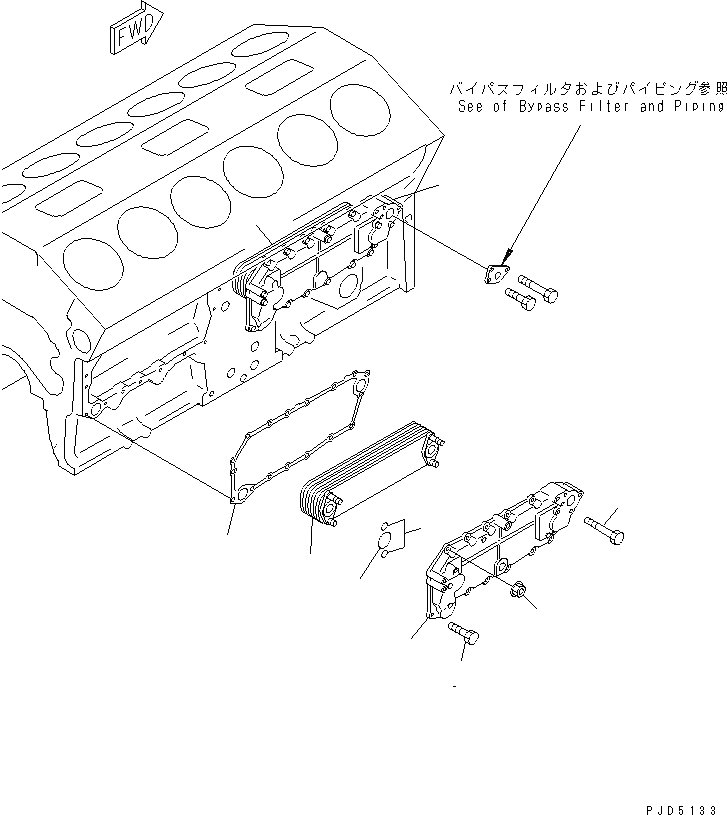 Схема запчастей Komatsu SA12V140-1E-A - МАСЛООХЛАДИТЕЛЬ (С ОБОГРЕВАТЕЛЕМ БЛОКА)(№9-99) ДВИГАТЕЛЬ