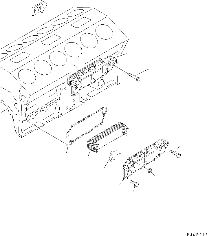 Схема запчастей Komatsu SA12V140-1E-A - МАСЛООХЛАДИТЕЛЬ (С ОБОГРЕВАТЕЛЕМ БЛОКА)(№99-) ДВИГАТЕЛЬ