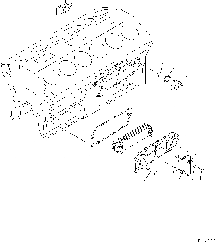 Схема запчастей Komatsu SA12V140-1E-A - МАСЛООХЛАДИТЕЛЬ КРЕПЛЕНИЕ (С ОБОГРЕВАТЕЛЕМ БЛОКА)(№89-) ДВИГАТЕЛЬ