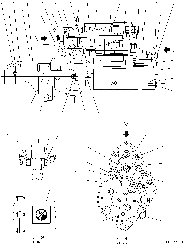 Схема запчастей Komatsu SA12V140-1E-A - СТАРТЕР (7.KW) (ВНУТР. ЧАСТИ)(№-) ДВИГАТЕЛЬ