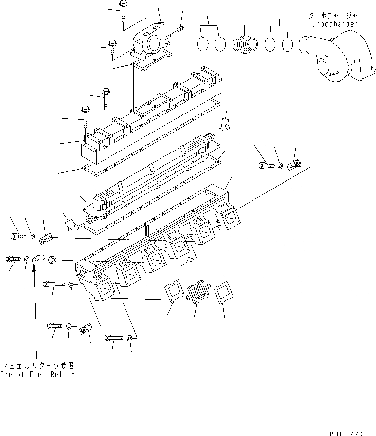 Схема запчастей Komatsu SA12V140-1C-A - ТРУБОПРОВОД ВПУСКА ВОЗДУХА И ПОСЛЕОХЛАДИТЕЛЬ (ПРАВ. ГРУПП.)(№-) ДВИГАТЕЛЬ