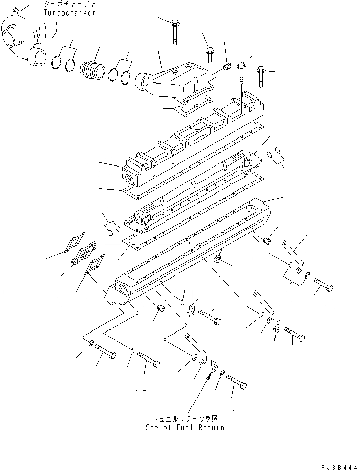 Схема запчастей Komatsu SA12V140-1C-A - ТРУБОПРОВОД ВПУСКА ВОЗДУХА И ПОСЛЕОХЛАДИТЕЛЬ (ЛЕВ. ГРУПП.)(№-98) ДВИГАТЕЛЬ