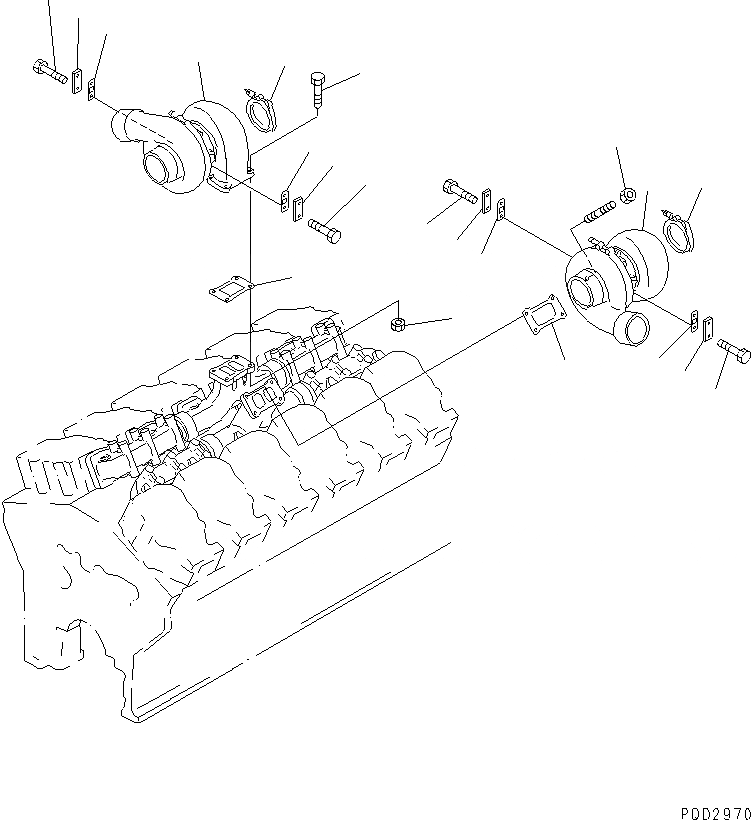 Схема запчастей Komatsu SA12V140-1C-A - ТУРБОНАГНЕТАТЕЛЬ MOUTING(№-) ДВИГАТЕЛЬ