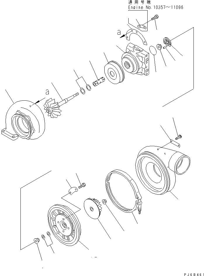 Схема запчастей Komatsu SA12V140-1C-A - ТУРБОНАГНЕТАТЕЛЬ (KTRG-FC) (KTRG-C) (ВНУТР. ЧАСТИ)(№7-9) ДВИГАТЕЛЬ