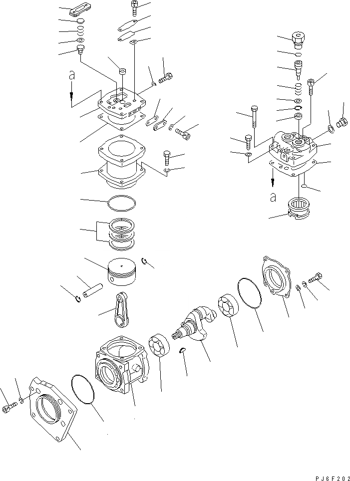 Схема запчастей Komatsu SA12V140-1C-A - КОМПРЕССОР (ПЕРЕДН.) (ВНУТР. ЧАСТИ) ДВИГАТЕЛЬ