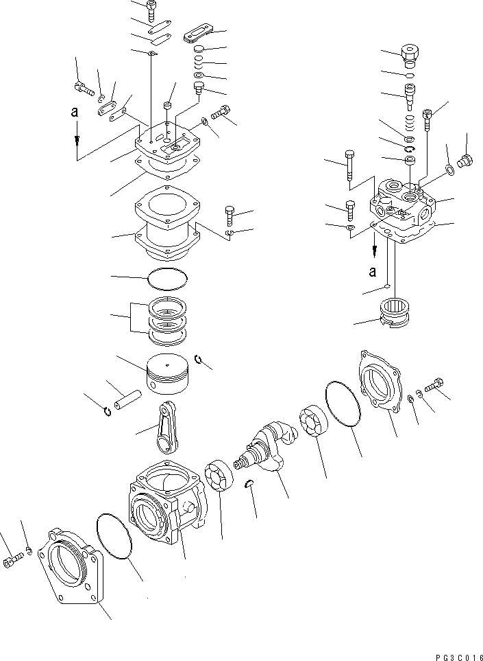 Схема запчастей Komatsu SA12V140-1C-A - КОМПРЕССОР (ЗАДН.) (ВНУТР. ЧАСТИ) (ДЛЯ ЭЛЕКТРИЧ. РЕГУЛЯТОРА)(№-) ДВИГАТЕЛЬ