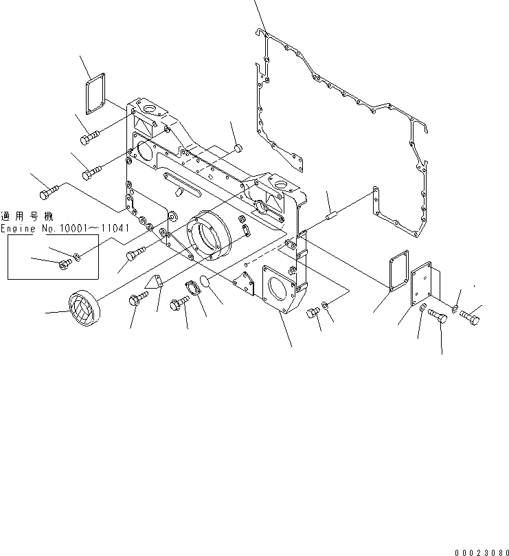 Схема запчастей Komatsu SA12V140-1D-A - ПЕРЕДН. COVER(№-88) ДВИГАТЕЛЬ