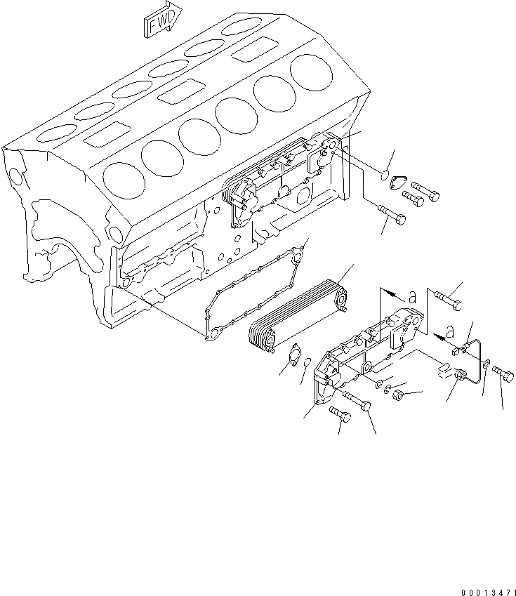 Схема запчастей Komatsu SA12V140-1D-A - МАСЛООХЛАДИТЕЛЬ (МОРОЗОУСТОЙЧИВ. СПЕЦИФИКАЦИЯ.)(№-7) ДВИГАТЕЛЬ