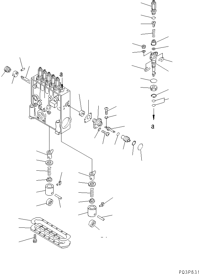 Схема запчастей Komatsu SA12V140-1D-A - ТОПЛ. НАСОС (НАСОС) (ПРАВ.) (/) (ДЛЯ МЕХАНИЧ. РЕГУЛИР.) (ВНУТР. ЧАСТИ)(№-) ДВИГАТЕЛЬ