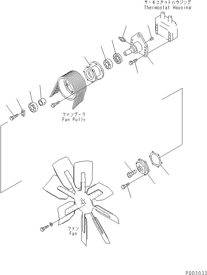 Схема запчастей Komatsu SA12V140-1D-A - ПРИВОД ВЕНТИЛЯТОРА(№-) ДВИГАТЕЛЬ