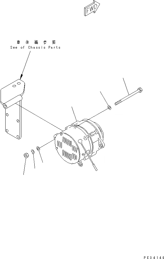 Схема запчастей Komatsu SA12V170E-2A - ГЕНЕРАТОР (7A) (ШАССИ КРЕПЛЕНИЕ) ДВИГАТЕЛЬ