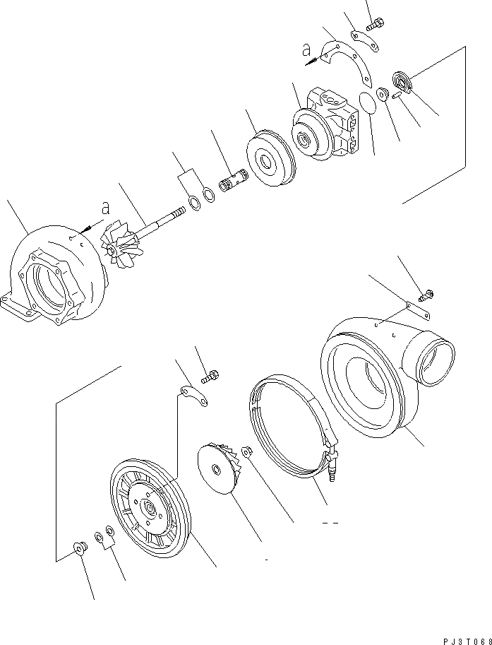 Схема запчастей Komatsu SA12V140-1U-A - ТУРБОНАГНЕТАТЕЛЬ (KTRG-FC) (ВНУТР. ЧАСТИ)(№-8) ДВИГАТЕЛЬ