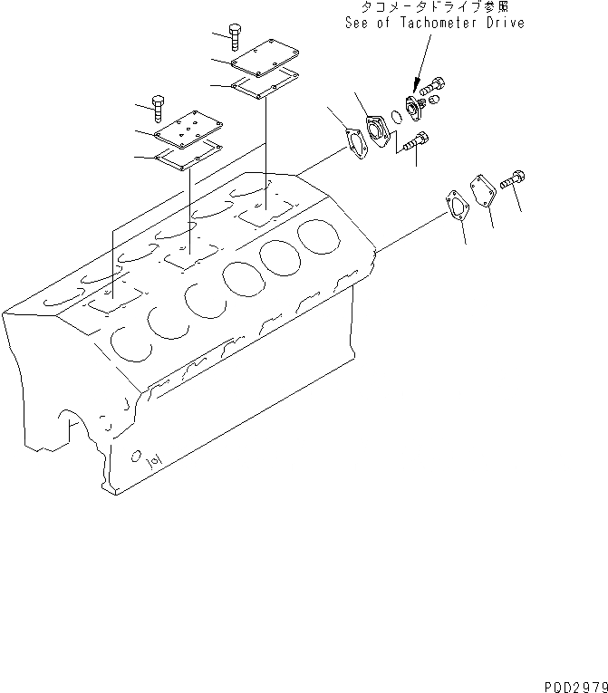 Схема запчастей Komatsu SA12V140-1U-A - БЛОК ЦИЛИНДРОВ COVER(№7-88) ДВИГАТЕЛЬ