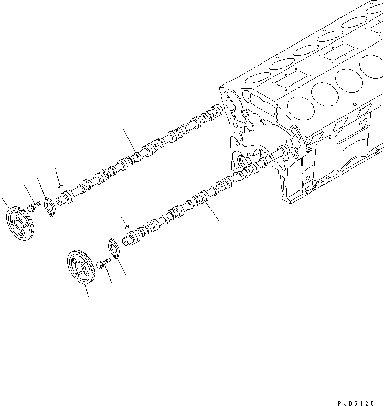 Схема запчастей Komatsu SA12V140-1Q-A - РАСПРЕДВАЛ(№89-) ДВИГАТЕЛЬ
