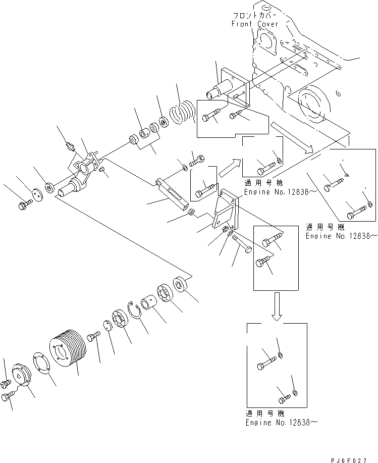 Схема запчастей Komatsu SA12V140-1Q-A - НАТЯЖНОЙ РОЛИК(№-) ДВИГАТЕЛЬ