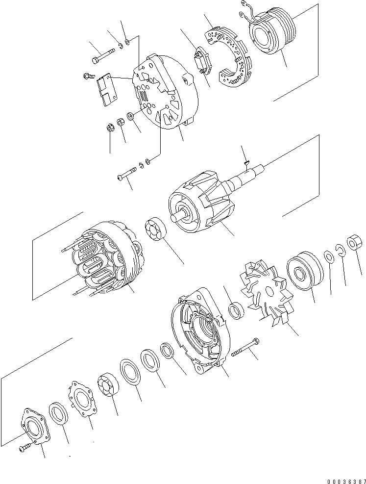 Схема запчастей Komatsu SA12V140-1Q-A - ГЕНЕРАТОР (9A) (ВНУТР. ЧАСТИ)(№-) ДВИГАТЕЛЬ