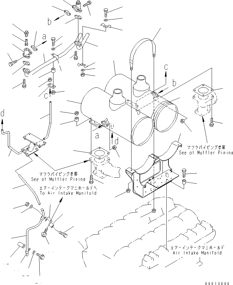 Схема запчастей Komatsu SA12V140-1A-A - ГЛУШИТЕЛЬ(№87-) ДВИГАТЕЛЬ