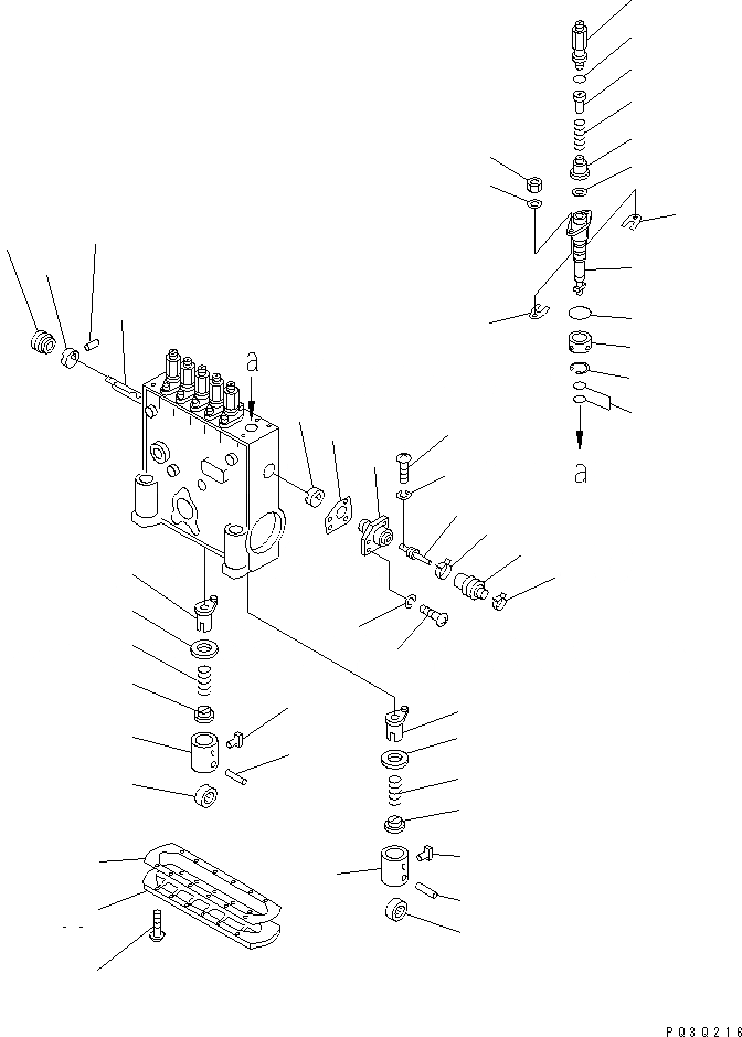 Схема запчастей Komatsu SA12V140-1A-A - ТОПЛ. НАСОС (НАСОС) (ПРАВ.) (/) (ВНУТР. ЧАСТИ)(№-) ДВИГАТЕЛЬ