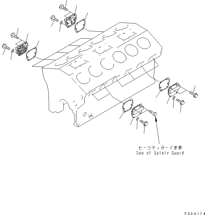 Схема запчастей Komatsu SA12V140-1E-A - КРЫШКА ТОЛКАТЕЛЕЙ КЛАПАНА(№7-) ДВИГАТЕЛЬ