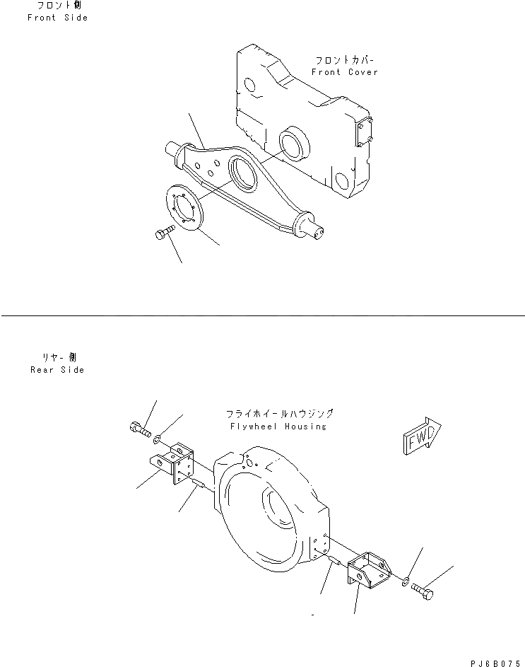 Схема запчастей Komatsu SA12V140-1E-A - ДВИГАТЕЛЬ СУППОРТ И КОРПУС(№-) ДВИГАТЕЛЬ