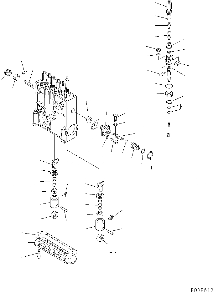 Схема запчастей Komatsu SA12V140-1E-A - ТОПЛ. НАСОС (НАСОС) (ПРАВ.) (/) (ВНУТР. ЧАСТИ)(№-97) ДВИГАТЕЛЬ