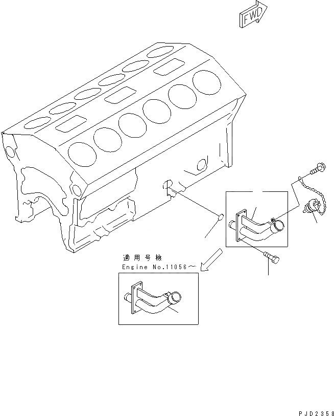 Схема запчастей Komatsu SA12V140-1R-A - МАСЛОНАЛИВНОЙ ПАТРУБОК ДВИГАТЕЛЬ