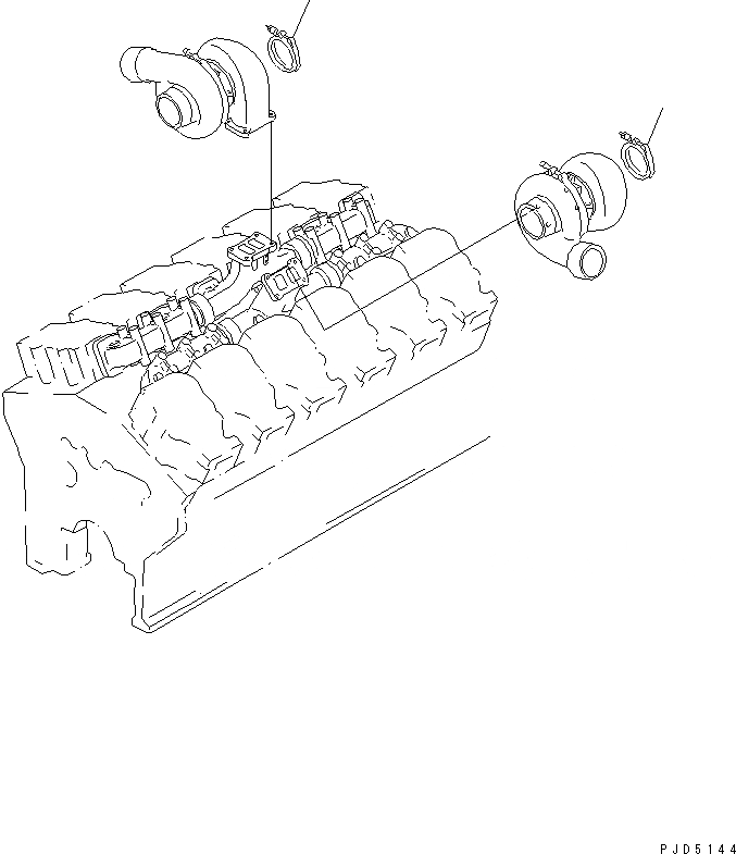 Схема запчастей Komatsu SA12V140-1R-A - КРЕПЛЕНИЕ ТУРБОНАГНЕТАТЕЛЯ(№-) ДВИГАТЕЛЬ