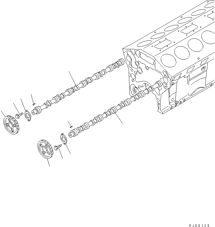 Схема запчастей Komatsu SA12V140-1S-A - РАСПРЕДВАЛ(№89-) ДВИГАТЕЛЬ