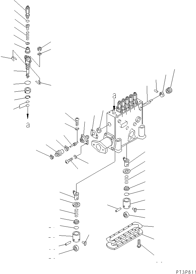 Схема запчастей Komatsu SA12V140-1S-A - ТОПЛ. НАСОС (НАСОС) (ЛЕВ.) (/) (ВНУТР. ЧАСТИ)(№-) ДВИГАТЕЛЬ
