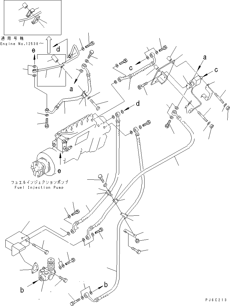 Схема запчастей Komatsu SA12V140-1U-A - ТОПЛИВОПРОВОД. (/) (ЛЕВ. ГРУПП.) (ДЛЯ ЭЛЕКТРИЧ. РЕГУЛЯТОРА)(№-) ДВИГАТЕЛЬ