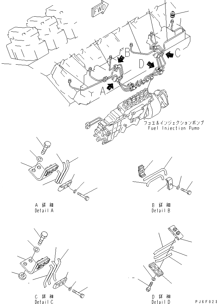 Схема запчастей Komatsu SA12V140-1Q-A - ТОПЛ. НАСОС ТРУБЫ (/) (ПРАВ. ГРУПП.) (ДЛЯ ЭЛЕКТРИЧ. РЕГУЛЯТОРА)(№979-) ДВИГАТЕЛЬ