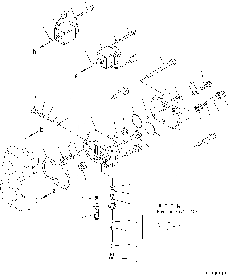 Схема запчастей Komatsu SA12V140-1U-9A - ТОПЛ. НАСОС (РЕГУЛЯТОР) (ПРАВ.) (/) (ДЛЯ ЭЛЕКТРИЧ. РЕГУЛЯТОРА) (ВНУТР. ЧАСТИ)(№-) ДВИГАТЕЛЬ