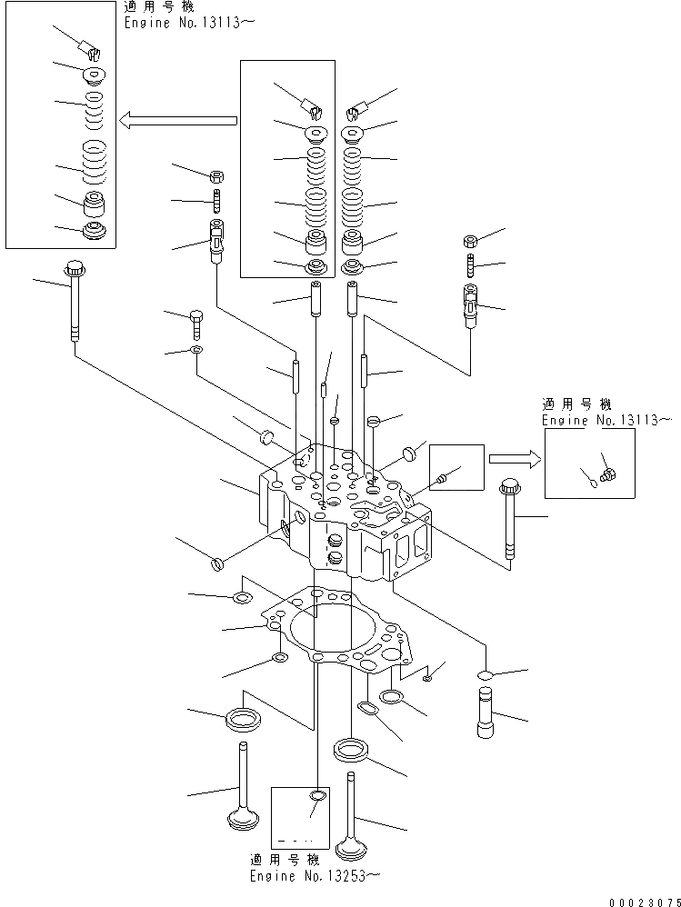 Схема запчастей Komatsu SA12V140-1S-DA - ГОЛОВКА ЦИЛИНДРОВ(№88-) ДВИГАТЕЛЬ