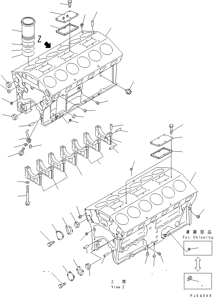 Схема запчастей Komatsu SA12V140-1A-A - БЛОК ЦИЛИНДРОВ (ВОДН. ОХЛАЖД. СПЕЦ-Я.)(№-88) ДВИГАТЕЛЬ