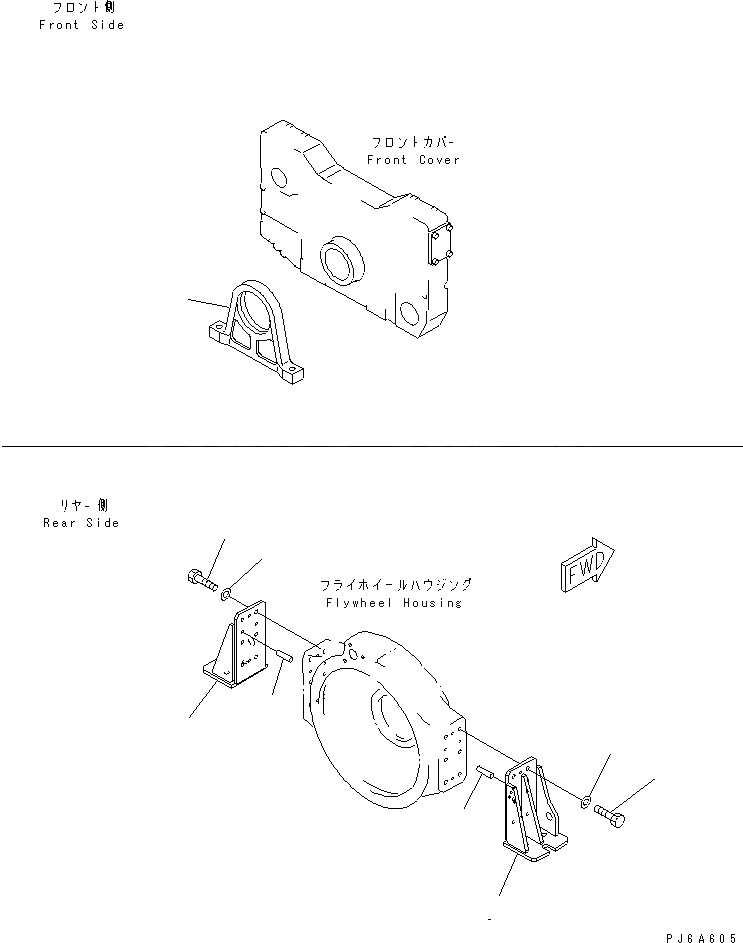 Схема запчастей Komatsu SA12V140-1A-A - ДВИГАТЕЛЬ СУППОРТ И КОРПУС(№-) ДВИГАТЕЛЬ