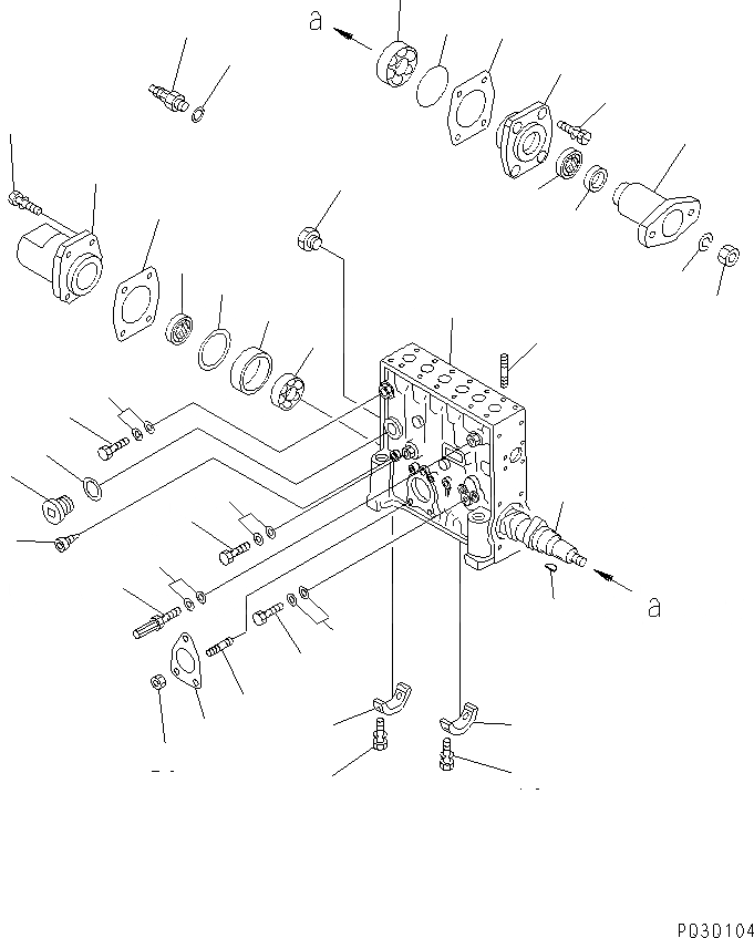 Схема запчастей Komatsu SA12V140-1A-A - ТОПЛ. НАСОС (НАСОС) (ПРАВ.) (/) (БОЛЬШ. КОВШ СПЕЦ-Я.) (ВНУТР. ЧАСТИ)(№9-) ДВИГАТЕЛЬ