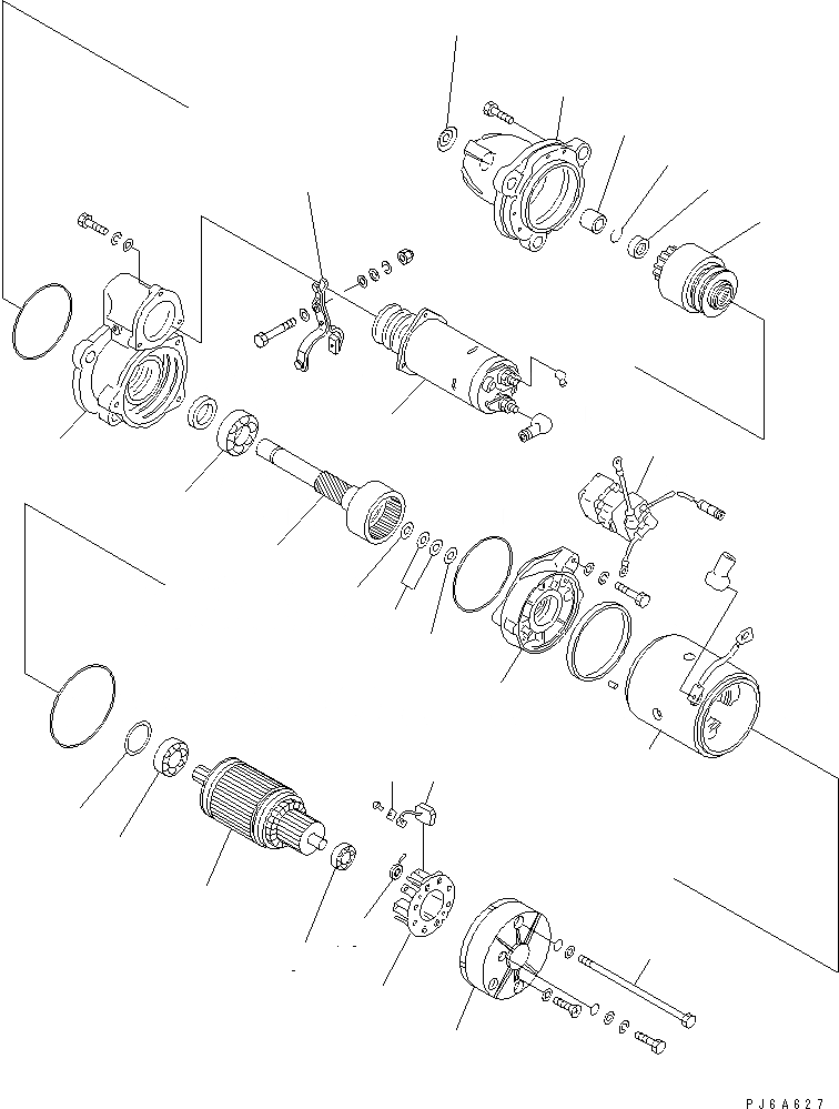 Схема запчастей Komatsu SA12V140-1A-A - СТАРТЕР (7.KW) (ВНУТР. ЧАСТИ)(№78-7) ДВИГАТЕЛЬ