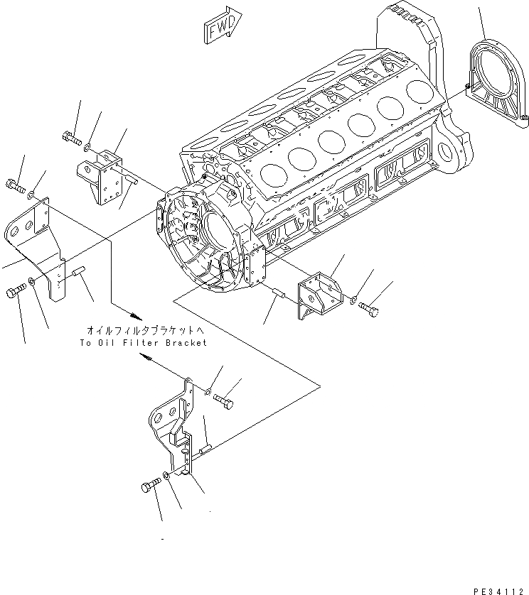 Схема запчастей Komatsu SA12V170-1D-A - КРЕПЛЕНИЕ ДВИГАТЕЛЯ(№-9) ДВИГАТЕЛЬ