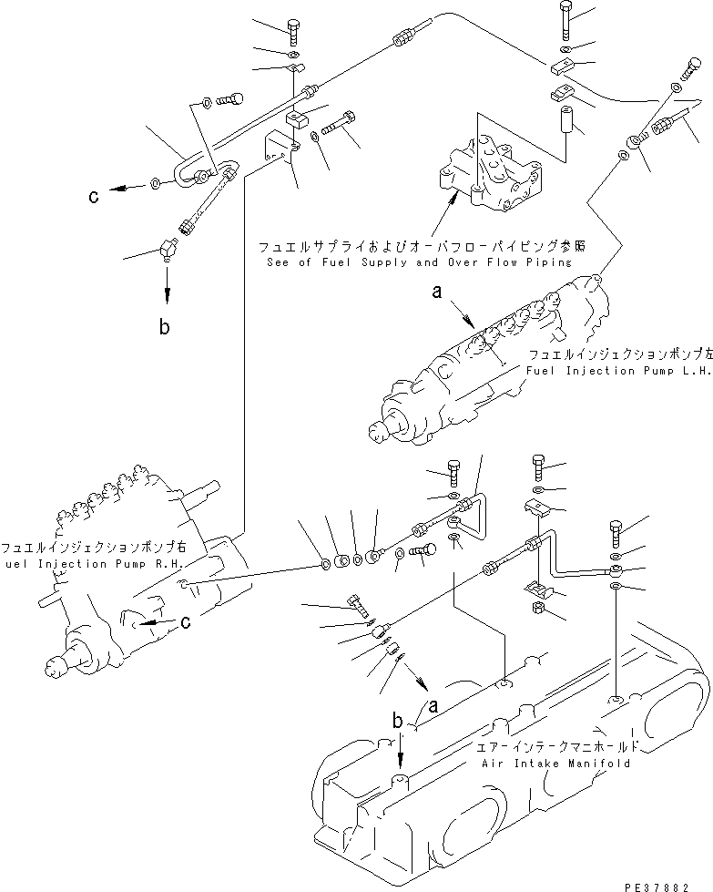 Схема запчастей Komatsu SA12V170-1D-A - ТОПЛ. НАСОС МАСЛОПРОВОДЯЩАЯ ЛИНИЯ(№-9) ДВИГАТЕЛЬ