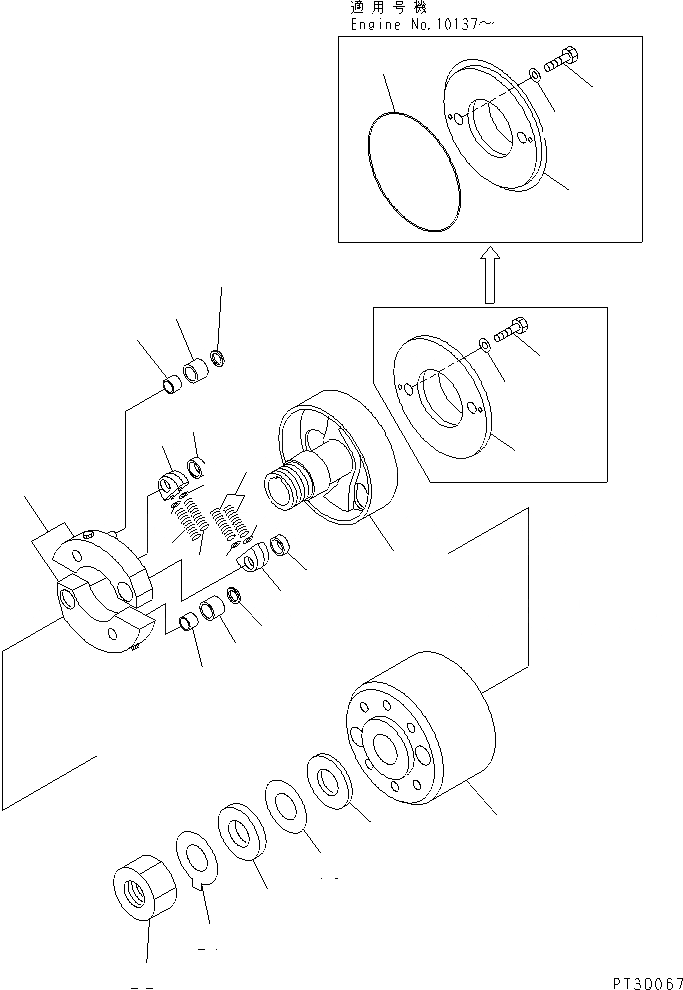 Схема запчастей Komatsu SA12V170-1D-EA - АВТОМАТИЧ. ТАЙМЕР (ВНУТР. ЧАСТИ)(№-) ДВИГАТЕЛЬ