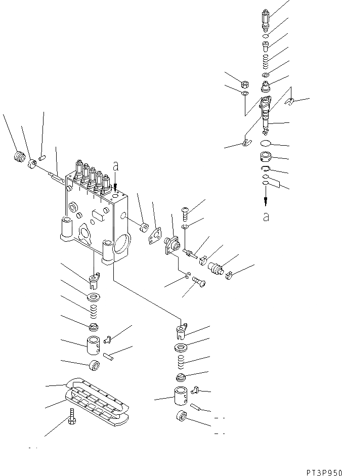 Схема запчастей Komatsu SA12V140-1S-A - ТОПЛ. НАСОС (НАСОС) (ПРАВ.) (/) (ВНУТР. ЧАСТИ)(№-) ДВИГАТЕЛЬ