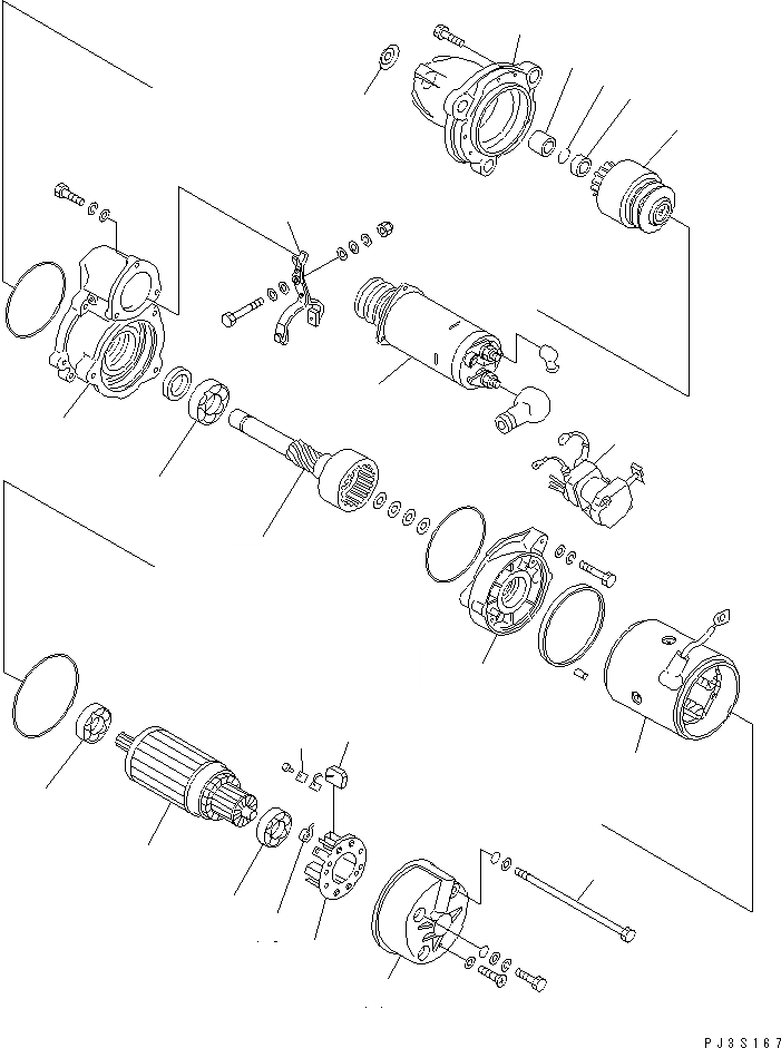 Схема запчастей Komatsu SA12V140-1S-A - СТАРТЕР (7.KW) (ВНУТР. ЧАСТИ)(№-8) ДВИГАТЕЛЬ