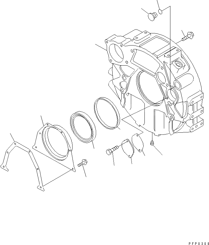 Схема запчастей Komatsu SA4D102E-1AC - КАРТЕР МАХОВИКА(№799-) ДВИГАТЕЛЬ