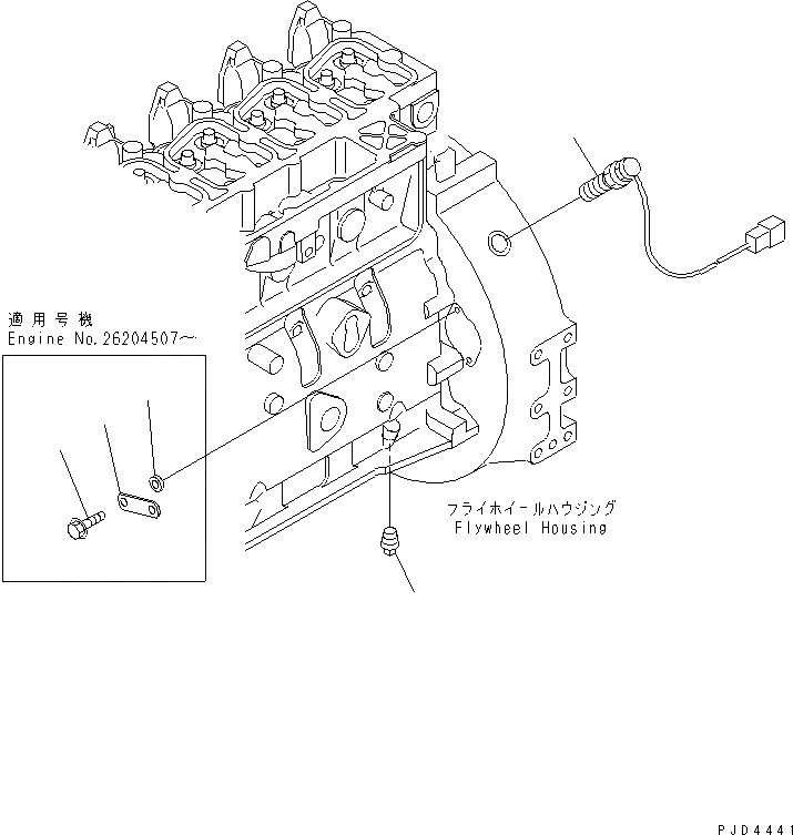 Схема запчастей Komatsu SA6D102E-1C-Z - КАРТЕР МАХОВИКА ЗАГЛУШКА И ДАТЧИК ВРАЩЕНИЯ(№-) ДВИГАТЕЛЬ