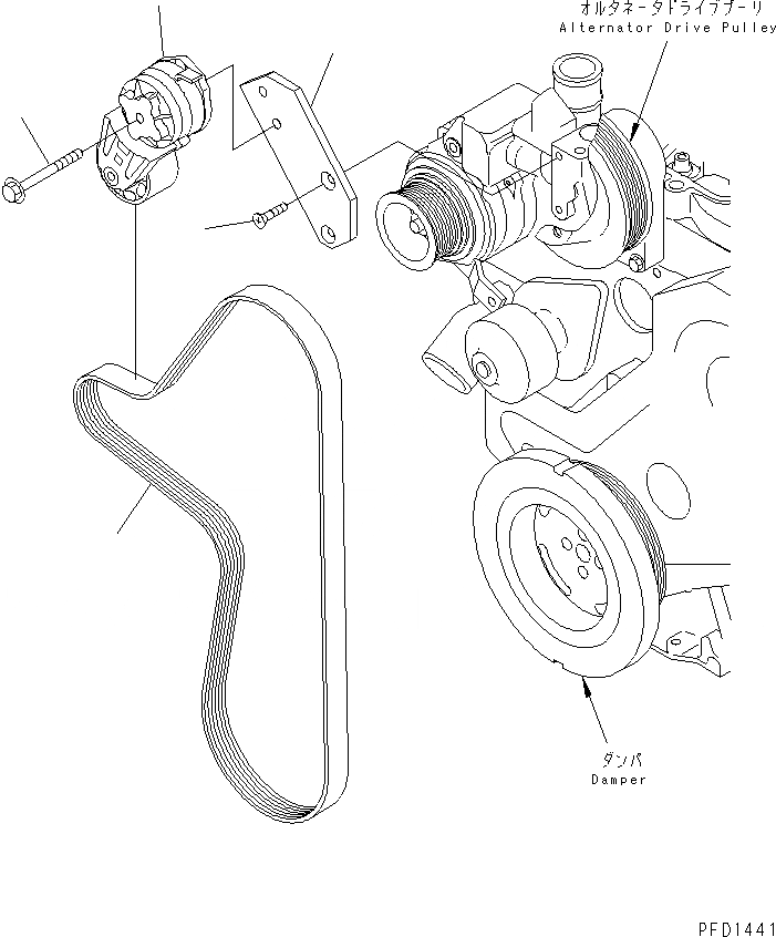 Схема запчастей Komatsu SA6D102E-1C-Z - НАТЯЖИТЕЛЬ РЕМНЯ (ДЛЯ A БЕСЩЕТОЧН. ГЕНЕРАТОР)(№-) ДВИГАТЕЛЬ