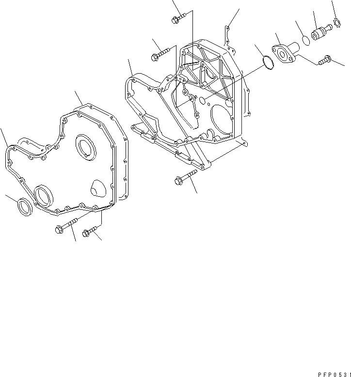 Схема запчастей Komatsu SA6D102E-1AA - ПЕРЕДН. COVER ДВИГАТЕЛЬ