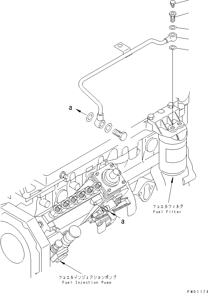 Схема запчастей Komatsu SA6D102E-1B - ТОПЛИВН. FILER ТРУБЫ ДВИГАТЕЛЬ