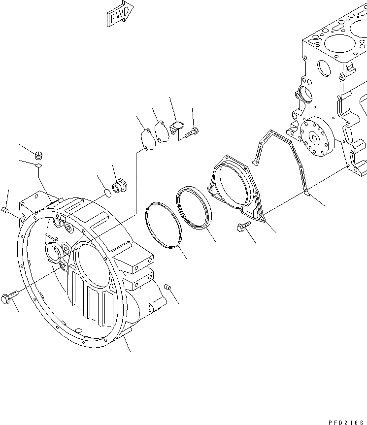 Схема запчастей Komatsu SA6D102E-1G - КАРТЕР МАХОВИКА(№-7) ДВИГАТЕЛЬ