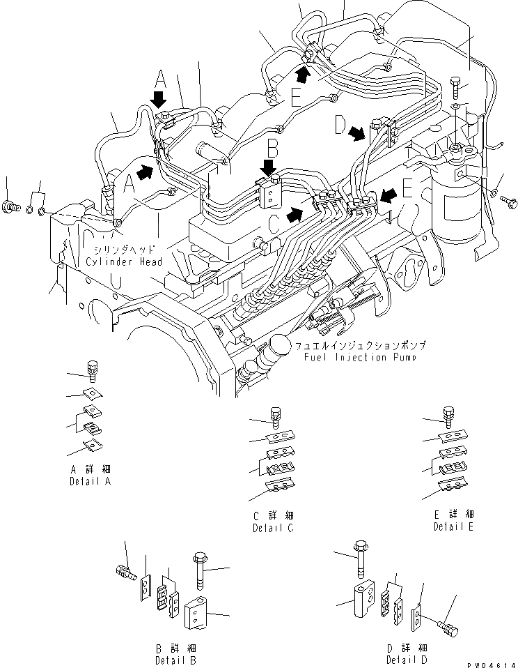 Схема запчастей Komatsu SA6D102E-1G - ТРУБКИ ВПРЫСКА(№79-) ДВИГАТЕЛЬ